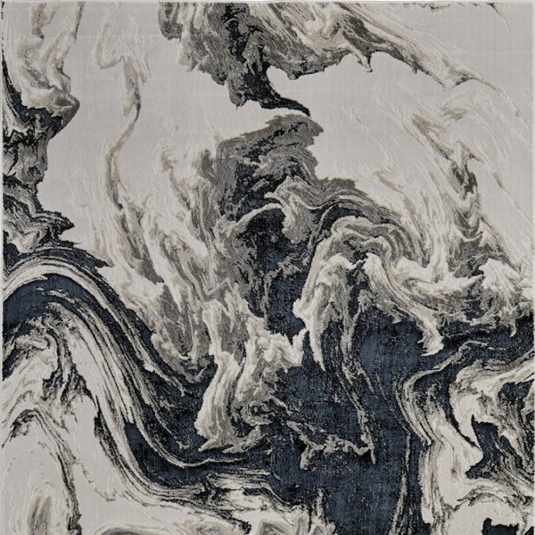 HomeRoots 4' Modern Abstract Area Rug in Ivory, Black & Taupe – Durable, Soft, Stain-Resistant for High-Traffic Areas 7' X 10' 565796