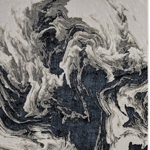 HomeRoots 4' Modern Abstract Area Rug in Ivory, Black & Taupe – Durable, Soft, Stain-Resistant for High-Traffic Areas 9' X 12' 565797