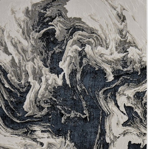 HomeRoots 4' Modern Abstract Area Rug in Ivory, Black & Taupe – Durable, Soft, Stain-Resistant for High-Traffic Areas 9' X 12' 565797