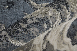 HomeRoots 4' Modern Abstract Area Rug in Ivory, Black & Taupe – Durable, Soft, Stain-Resistant for High-Traffic Areas 8' Runner 565799