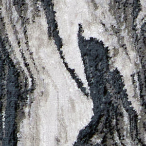 HomeRoots 4' Modern Abstract Area Rug in Ivory, Black & Taupe – Durable, Soft, Stain-Resistant for High-Traffic Areas 8' Runner 565799