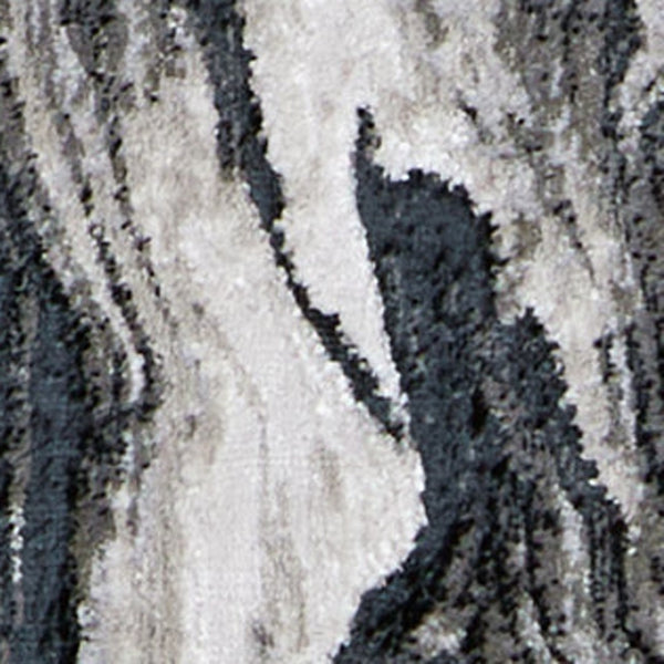 HomeRoots 4' Modern Abstract Area Rug in Ivory, Black & Taupe – Durable, Soft, Stain-Resistant for High-Traffic Areas 8' Runner 565799