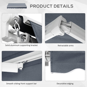 English Elm Outsunny 10' X 8' Retractable Patio Awning - Uv & Water-Resistant Shade With Manual Crank, Dark Gray W2225P200448-GIGA