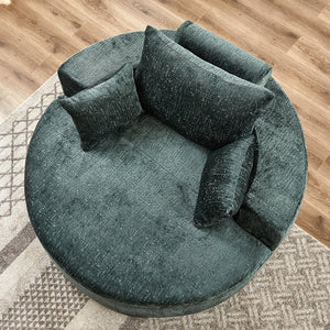 English Elm 55''L Chenille sponge single sofa sleeper chair — no assembly, ultra-soft chenille, plush backrest pillow comfort for living room relaxation Green W834P221025