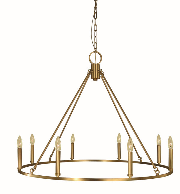 Framburg 8-light Elegant Midtown Dining Chandelier - Sophisticated Design With Thin Square Tubing And Style Brushed Brass Metal 5658 Br