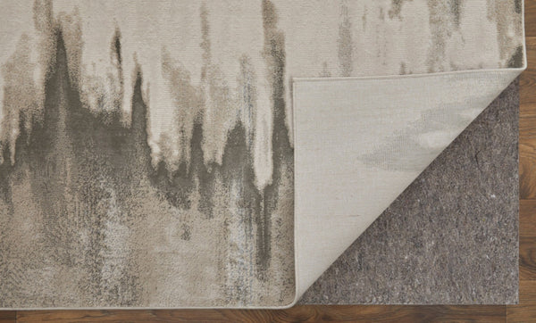 HomeRoots 4' Modern Abstract Area Rug in Gray, Ivory, and Taupe - Soft, Durable, Stain-Resistant Design 4' X 6' 565804