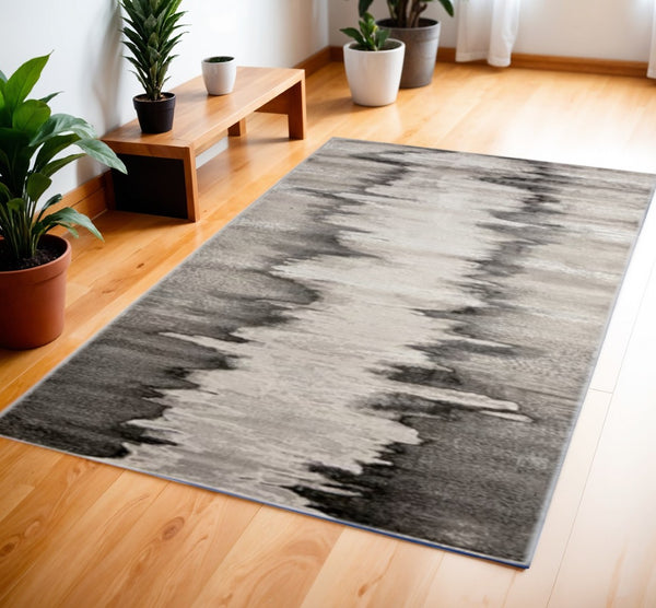HomeRoots 4' Modern Abstract Area Rug in Gray, Ivory, and Taupe - Soft, Durable, Stain-Resistant Design 4' X 6' 565804