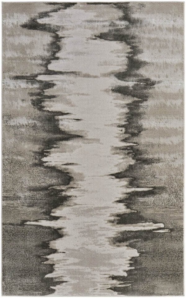 HomeRoots 4' Modern Abstract Area Rug in Gray, Ivory, and Taupe - Soft, Durable, Stain-Resistant Design 4' X 6' 565804