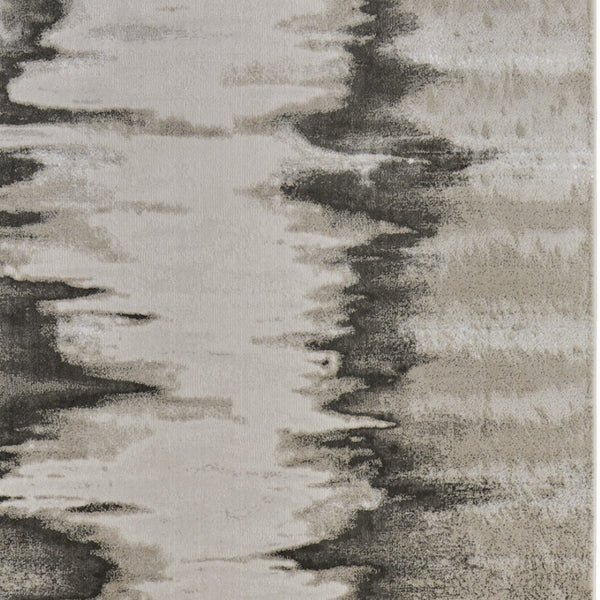 HomeRoots 4' Modern Abstract Area Rug in Gray, Ivory, and Taupe - Soft, Durable, Stain-Resistant Design 8' X 10' 565806