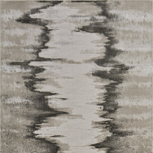HomeRoots 4' Modern Abstract Area Rug in Gray, Ivory, and Taupe - Soft, Durable, Stain-Resistant Design 7' X 10' 565807