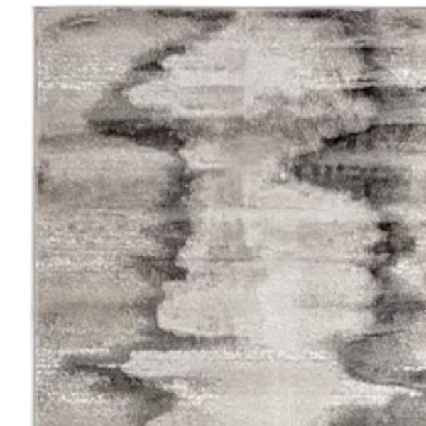 HomeRoots 4' Modern Abstract Area Rug in Gray, Ivory, and Taupe - Soft, Durable, Stain-Resistant Design 9' X 12' 565808