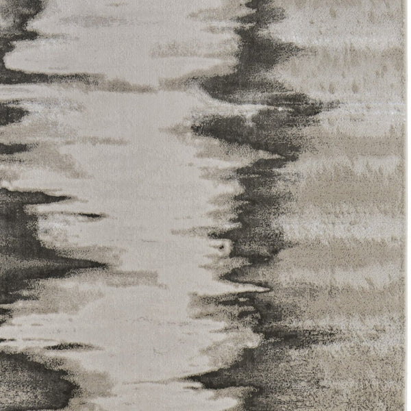 HomeRoots 4' Modern Abstract Area Rug in Gray, Ivory, and Taupe - Soft, Durable, Stain-Resistant Design 10' X 13' 565809