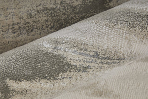 HomeRoots 4' Modern Abstract Area Rug in Gray, Ivory, and Taupe - Soft, Durable, Stain-Resistant Design 8' Runner 565810