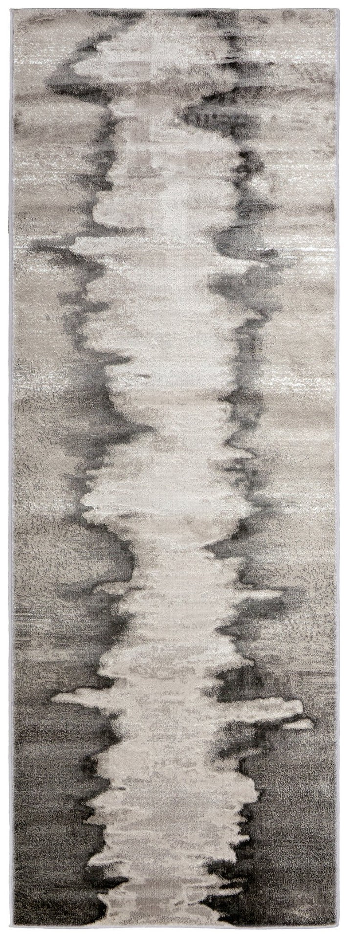 HomeRoots 4' Modern Abstract Area Rug in Gray, Ivory, and Taupe - Soft, Durable, Stain-Resistant Design 8' Runner 565810