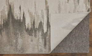 HomeRoots 4' Modern Abstract Area Rug in Gray, Ivory, and Taupe - Soft, Durable, Stain-Resistant Design 12' X 15' 565811