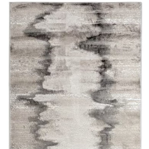 HomeRoots 4' Modern Abstract Area Rug in Gray, Ivory, and Taupe - Soft, Durable, Stain-Resistant Design 12' X 15' 565811