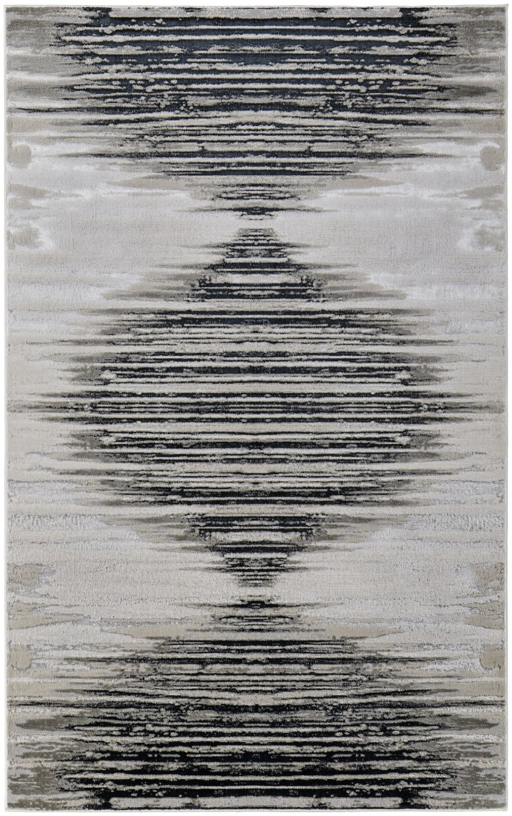 HomeRoots 4' Contemporary Black Silver and Taupe Geometric Area Rug for Elegant Home Décor and Comfort 5' X 8' 565815