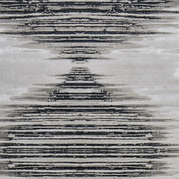 Homeroots 7' X 10' Black And Silver Geometric Power Loom Area Rug Black Polyester 565817