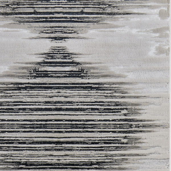 Homeroots 9' X 12' Black And Silver Geometric Power Loom Area Rug Black Polyester 565818