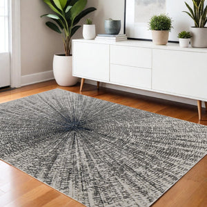 HomeRoots 4' Gray and Ivory Abstract Area Rug – Modern Power Loomed Design for Stylish, Durable Home Decor 4' X 6' 565824