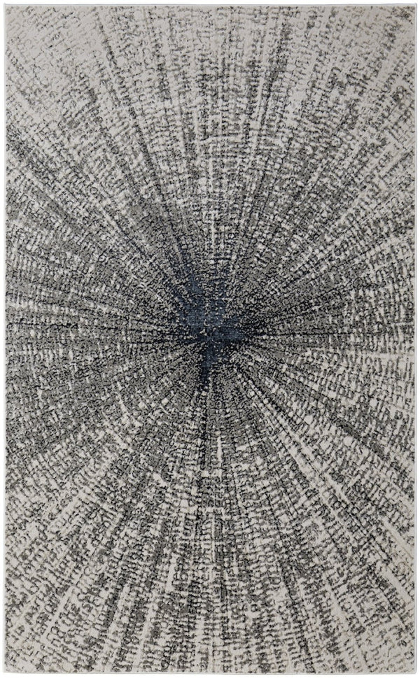 HomeRoots 4' Gray and Ivory Abstract Area Rug – Modern Power Loomed Design for Stylish, Durable Home Decor 5' X 8' 565825