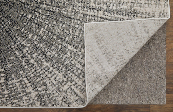 HomeRoots 4' Gray and Ivory Abstract Area Rug – Modern Power Loomed Design for Stylish, Durable Home Decor 8' X 10' 565826
