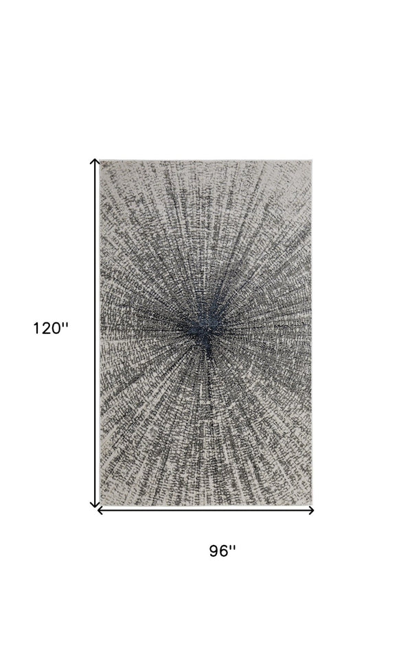 HomeRoots 4' Gray and Ivory Abstract Area Rug – Modern Power Loomed Design for Stylish, Durable Home Decor 8' X 10' 565826