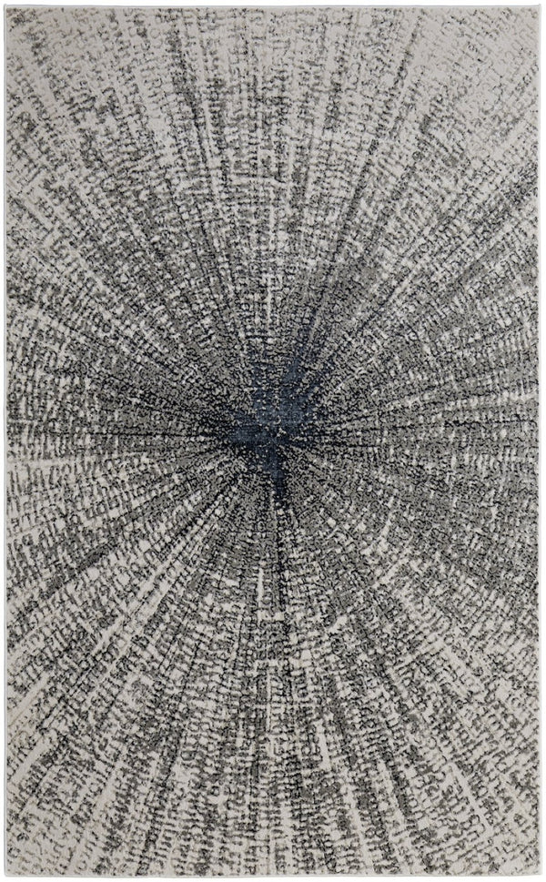 HomeRoots 4' Gray and Ivory Abstract Area Rug – Modern Power Loomed Design for Stylish, Durable Home Decor 8' X 10' 565826
