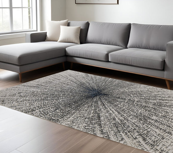 HomeRoots 4' Gray and Ivory Abstract Area Rug – Modern Power Loomed Design for Stylish, Durable Home Decor 9' X 12' 565828