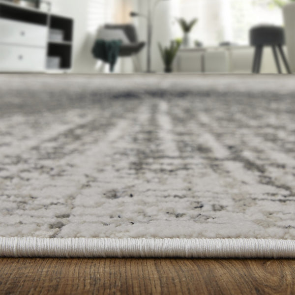 HomeRoots 4' Gray and Ivory Abstract Area Rug – Modern Power Loomed Design for Stylish, Durable Home Decor 10' X 13' 565829