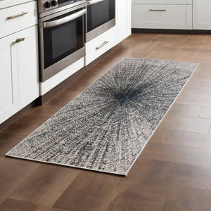 HomeRoots 4' Gray and Ivory Abstract Area Rug – Modern Power Loomed Design for Stylish, Durable Home Decor 8' Runner 565830