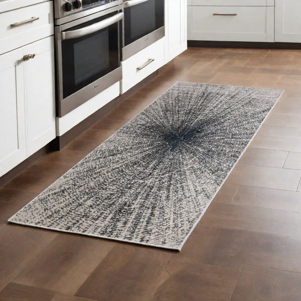 HomeRoots 4' Gray and Ivory Abstract Area Rug – Modern Power Loomed Design for Stylish, Durable Home Decor 8' Runner 565830