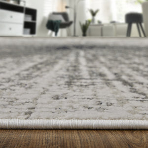 HomeRoots 4' Gray and Ivory Abstract Area Rug – Modern Power Loomed Design for Stylish, Durable Home Decor 12' X 18' 565831