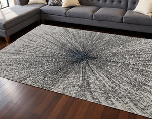 HomeRoots 4' Gray and Ivory Abstract Area Rug – Modern Power Loomed Design for Stylish, Durable Home Decor 12' X 18' 565831