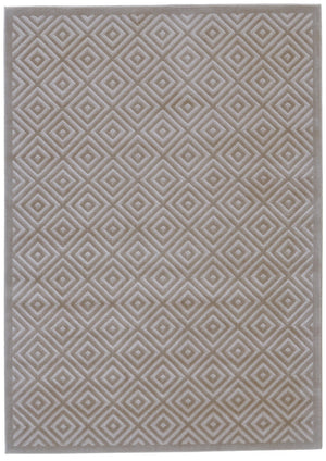 HomeRoots 5' X 8' Taupe Geometric Power Loom Area Rug – Modern Style, Durable, Stain-Resistant for High Traffic Areas Gray 565837