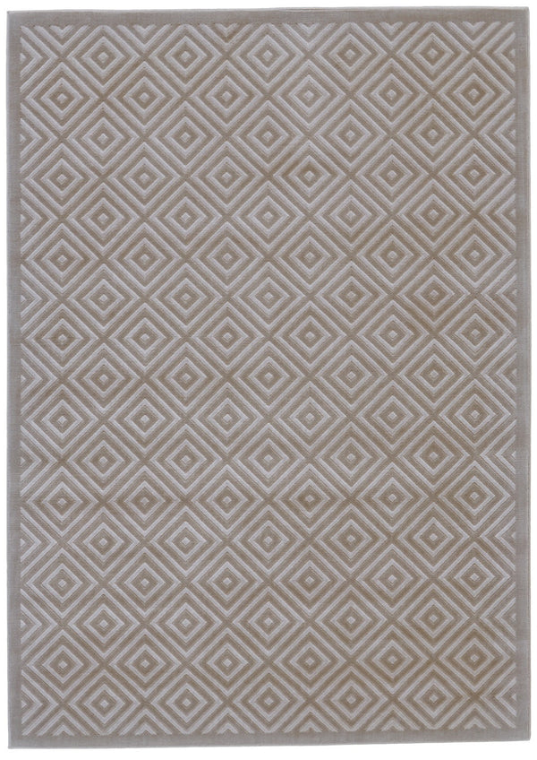 HomeRoots 5' X 8' Taupe Geometric Power Loom Area Rug – Modern Style, Durable, Stain-Resistant for High Traffic Areas Gray 565837