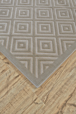HomeRoots 5' X 8' Taupe Geometric Power Loom Area Rug – Modern Style, Durable, Stain-Resistant for High Traffic Areas Gray 565837
