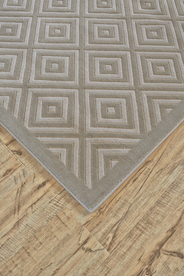 HomeRoots 5' X 8' Taupe Geometric Power Loom Area Rug – Modern Style, Durable, Stain-Resistant for High Traffic Areas Gray 565837