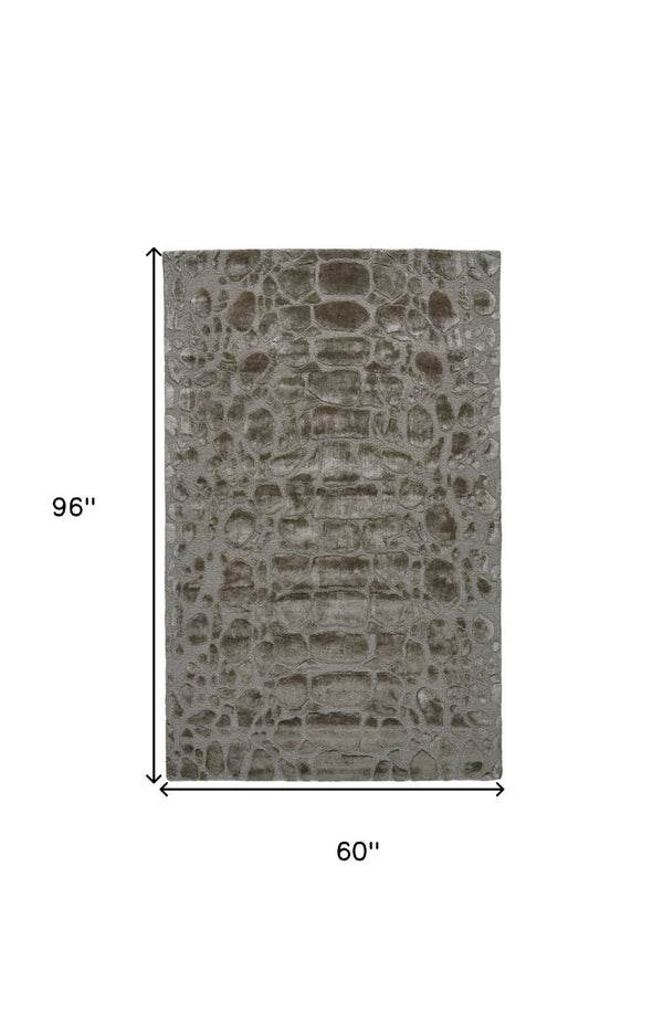HomeRoots 5' X 8' Taupe Abstract Hand-Tufted Area Rug for Modern Elegance and Cozy Comfort in Any Space Gray 565840