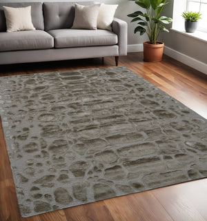 HomeRoots 5' X 8' Taupe Abstract Hand-Tufted Area Rug for Modern Elegance and Cozy Comfort in Any Space Gray 565840