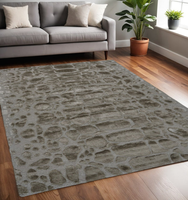 HomeRoots 5' X 8' Taupe Abstract Hand-Tufted Area Rug for Modern Elegance and Cozy Comfort in Any Space Gray 565840