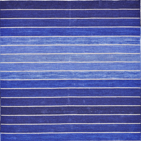 Homeroots 5' X 8' Blue Wool Striped Hand Woven Area Rug Blue Wool 565841