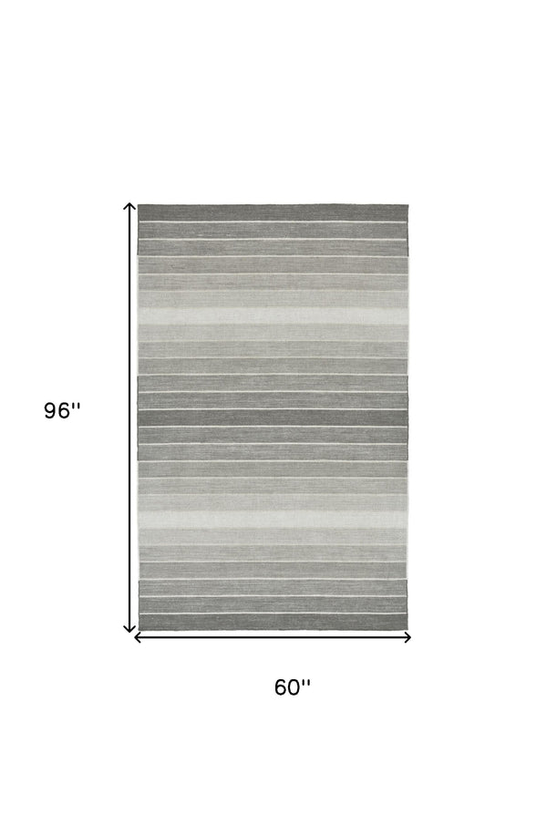 Homeroots 5' X 8' Gray Wool Striped Hand Woven Area Rug Gray Wool 565843