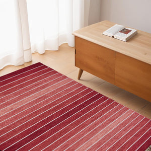Homeroots 5' X 8' Red Wool Striped Hand Woven Area Rug Red Wool 565844