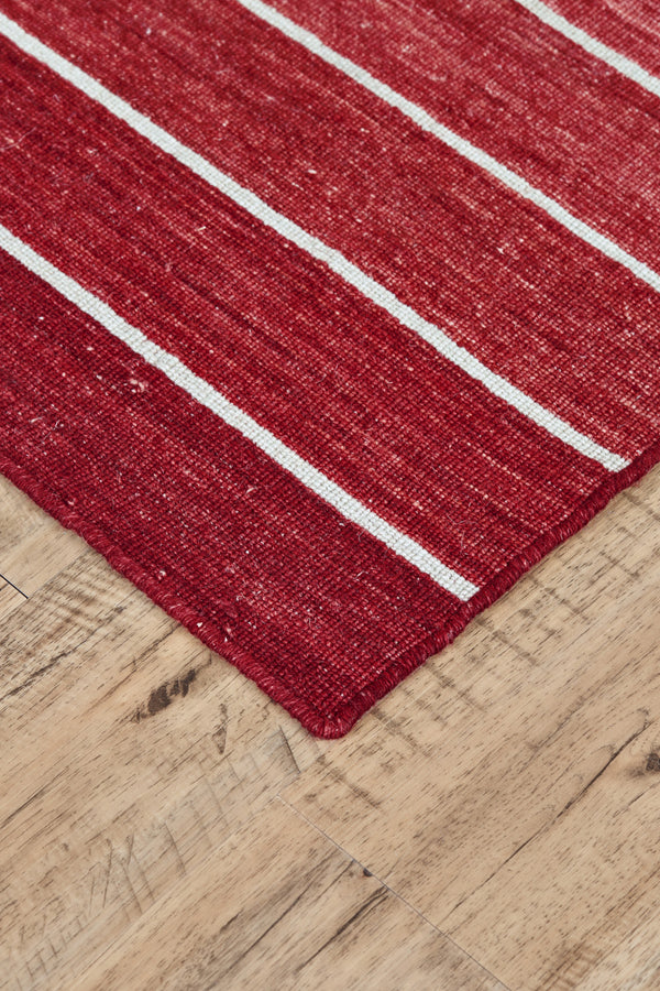 Homeroots 5' X 8' Red Wool Striped Hand Woven Area Rug Red Wool 565844