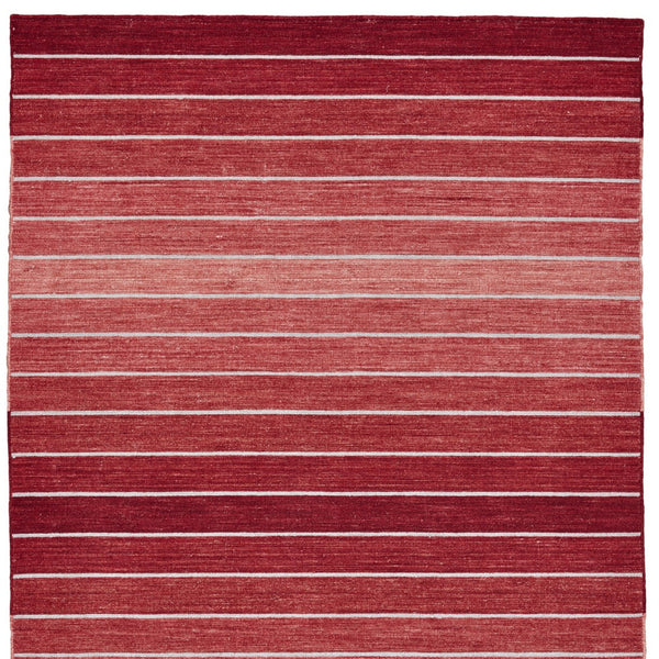 Homeroots 8' X 11' Red Wool Striped Hand Woven Area Rug Red Wool 565845