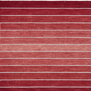 Homeroots 8' X 11' Red Wool Striped Hand Woven Area Rug Red Wool 565845