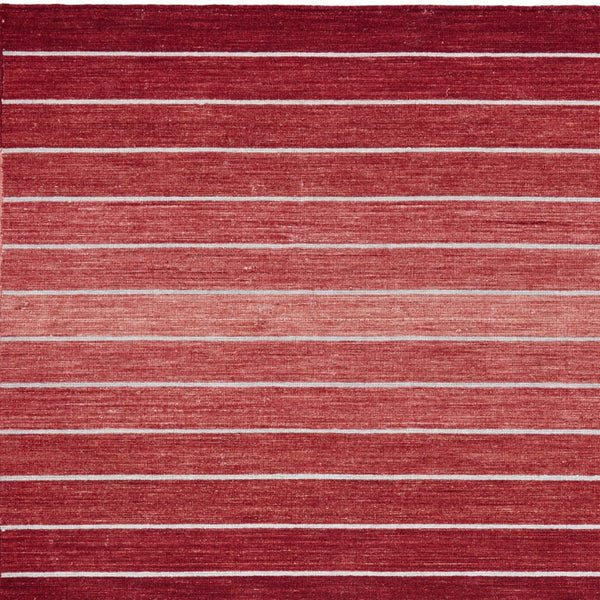 Homeroots 8' X 11' Red Wool Striped Hand Woven Area Rug Red Wool 565845