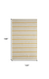 Homeroots 10' X 14' Yellow And Ivory Striped Hand Woven Area Rug Yellow Synthetic 565846