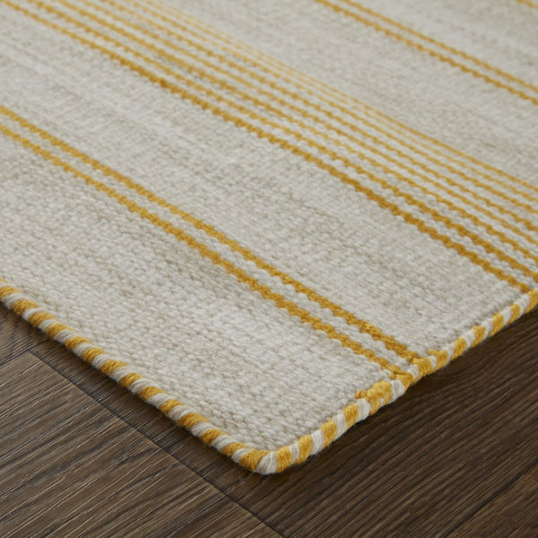 HomeRoots 10' Hand Woven Yellow and Ivory Striped Area Rug - Artisanal Charm for Modern Living Spaces 10' X 14' 565846